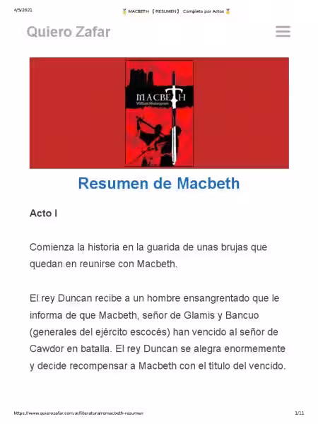 Macbeth: Un Resumen por Actos de la Tragedia de Shakespeare